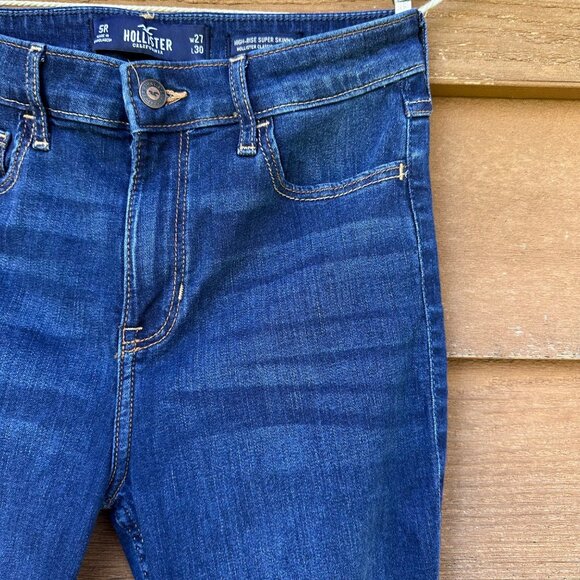 Hollister High-Rise Super Skinny Classic Stretch Distressed Blue Jeans Size 27 - Picture 7 of 15